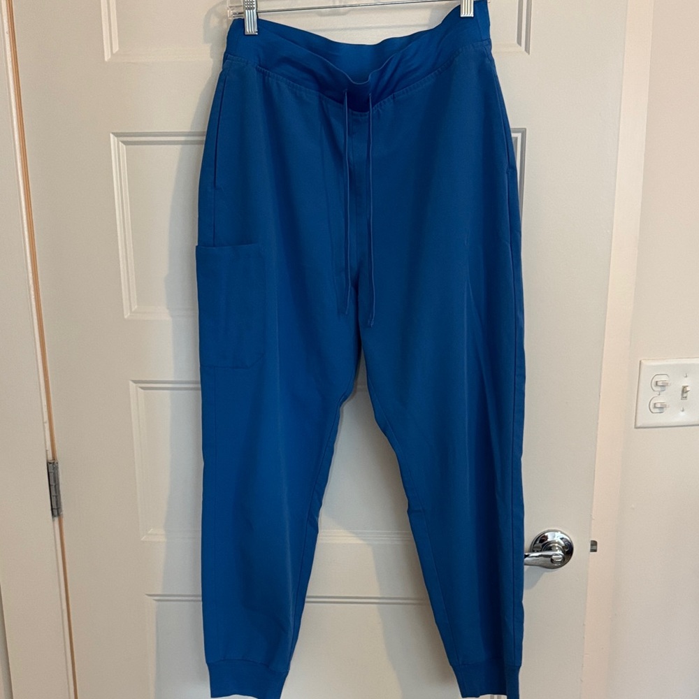 Blue Women's Scrub Drawstring Jogger Pants